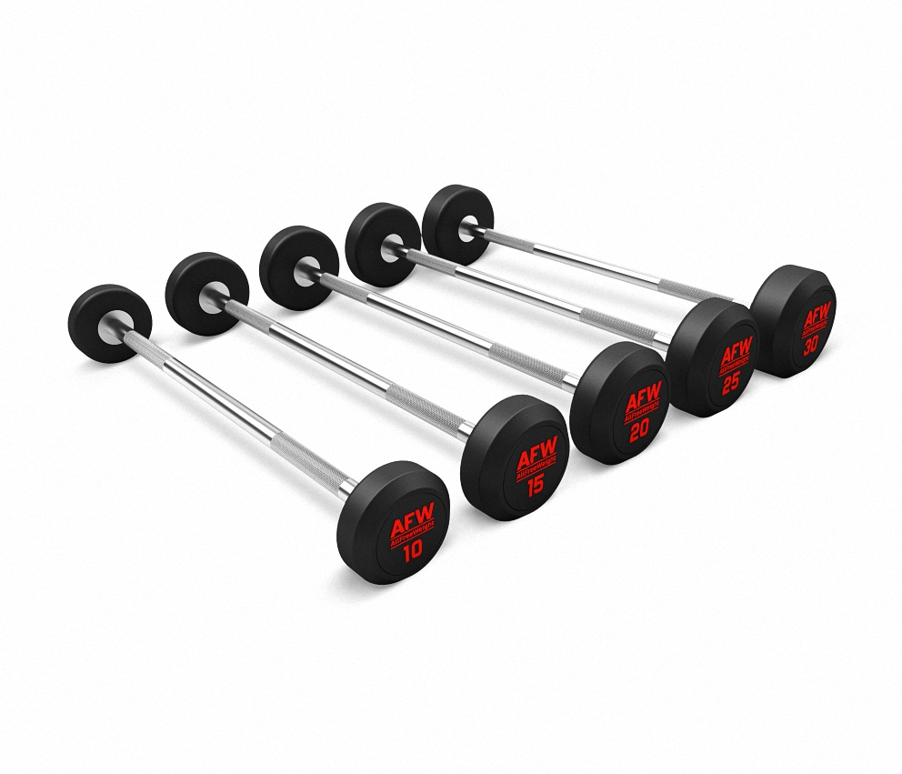 KIT 5 BARRAS RECTAS BICEPS 10KG A 30KG GOMA R PLUS AFW