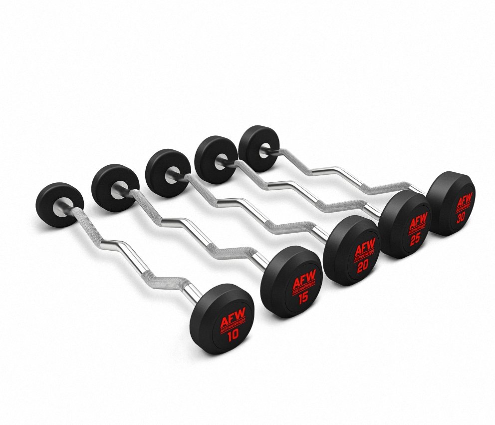 KIT 5 BARRAS Z BICEPS 10KG A 30KG GOMA R PLUS AFW