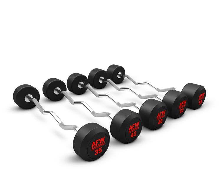 KIT 5 BARRAS Z BICEPS 35KG A 55KG GOMA R PLUS AFW