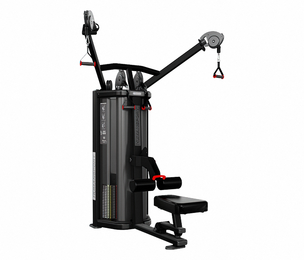 HUMAN SPORT LAT PULL, SILVER W/ WOOD TRIM